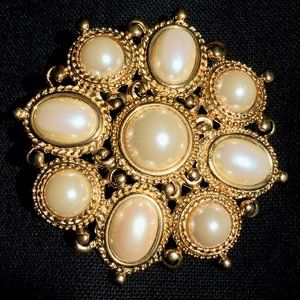 HARD TO FIND Erwin Pearl Vintage Antique Gold Tone and Pearl/Brooch/Pendant